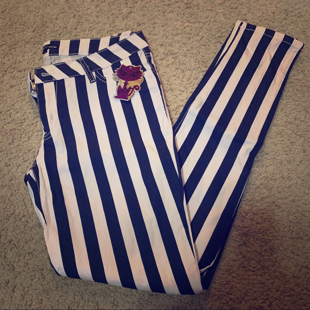 Navy Vertical Striped Pants